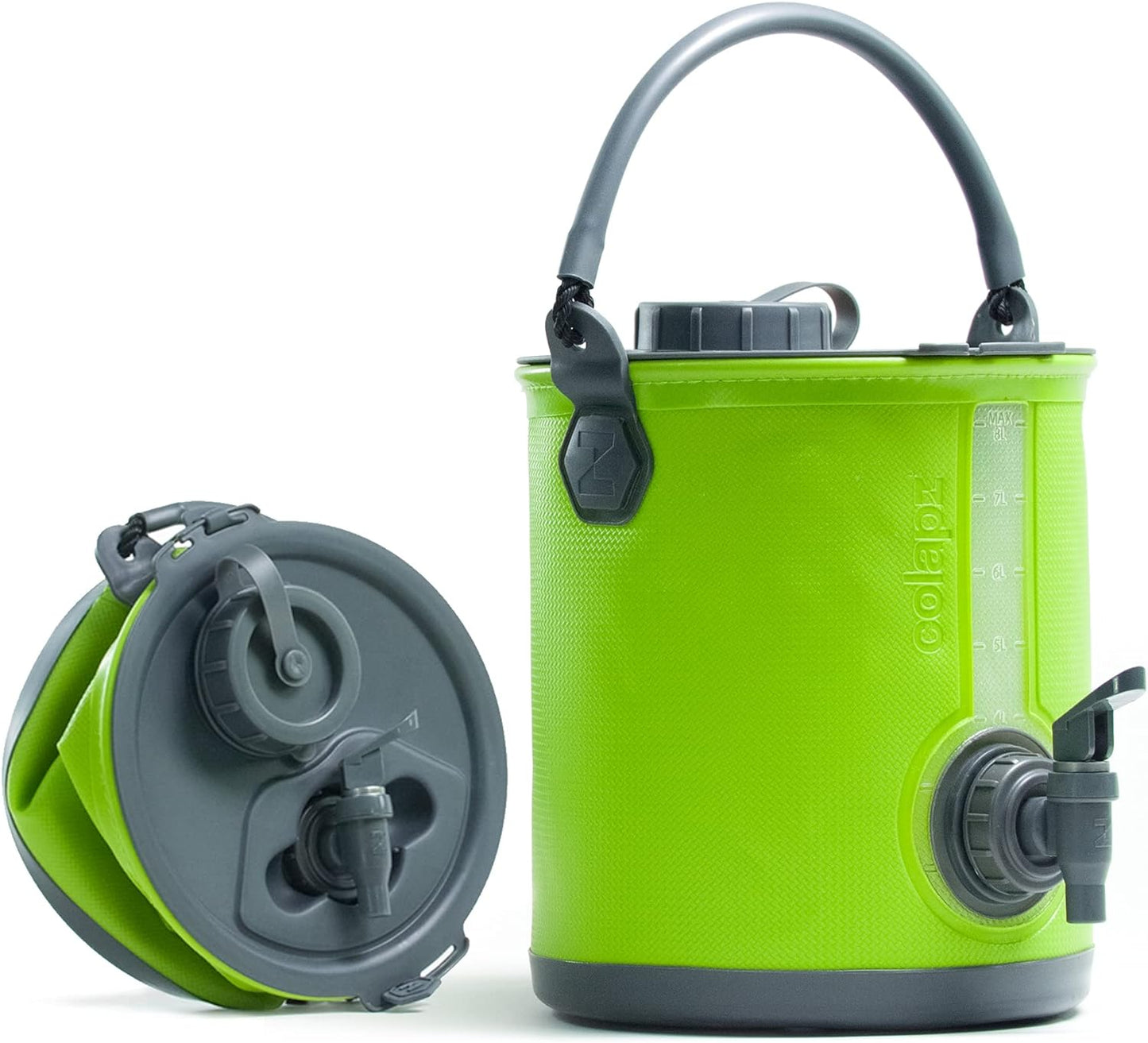 2-In-1 Collapsible Camping Water Container with Spigot - 2 Gallon Portable Bucket & Camping Water Jug with Spout - Sports Water Jug - RV Bucket - Water Jug Dispenser - Camping Essentials